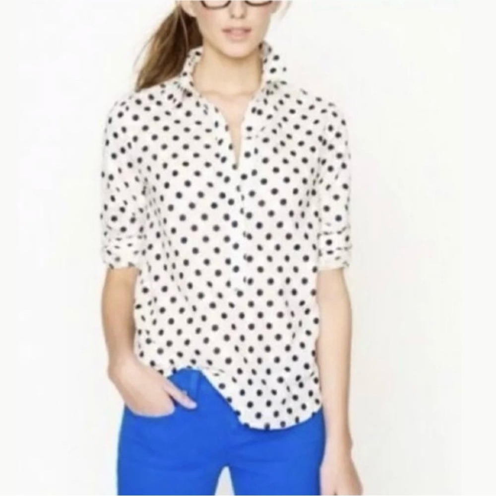 J. Crew Black and White Polka Dot Button Down Shirt